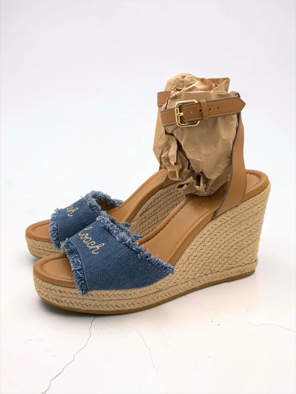 ✨ Coach Katherine Signature Denim Espadrille Wedge Sandals 8.5✨